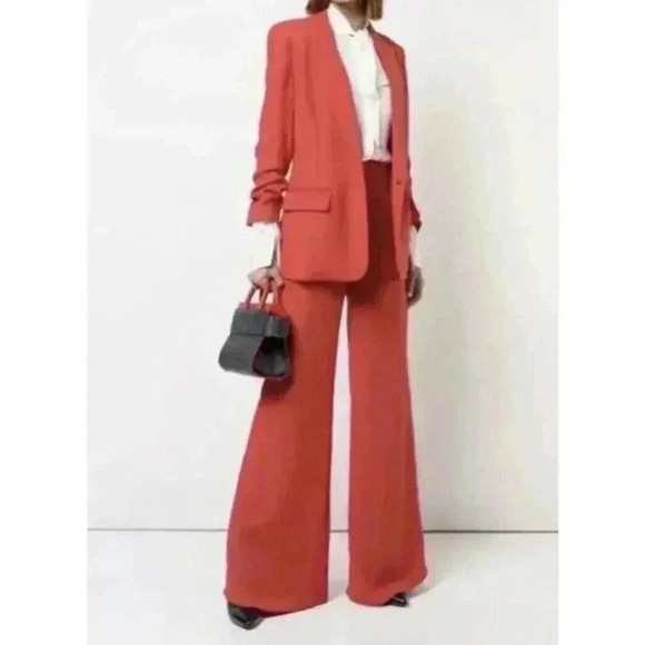 Veronica Beard Draped Graham Dickey Blazer Long Jacket 6 Red Ruched 3/4 Sleeves - Picture 5 of 10